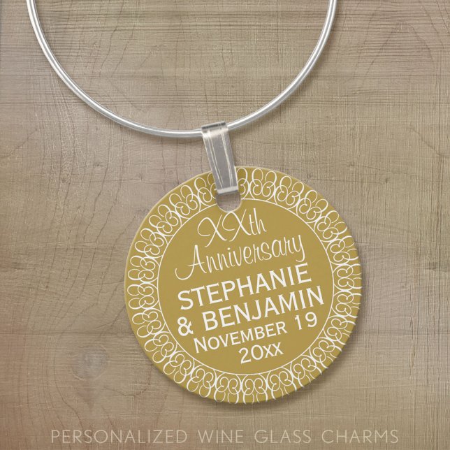 50th Wedding Anniversary Personalized Wine Charm (Custom Wine Charm)