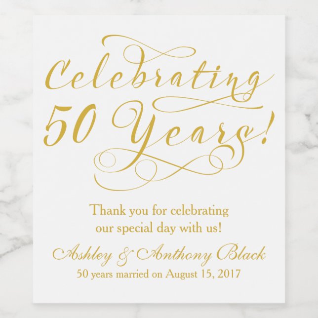 50th Wedding Anniversary Personalized Wine Label (Single Label)