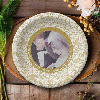 50th Wedding Anniversary Photo And Lace Paper Plates by JustWeddings at Zazzle