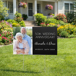 50th wedding anniversary photo black drive-by sign