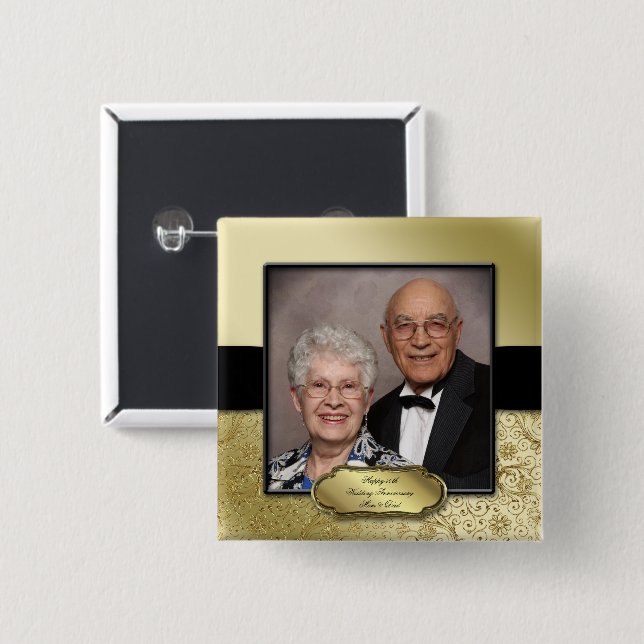 50th Wedding Anniversary Photo Button (Front & Back)