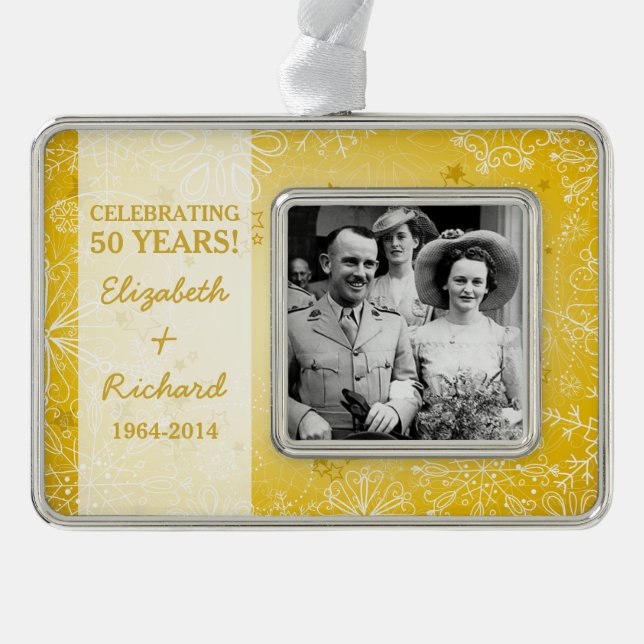 50th Wedding Anniversary Photo Christmas Ornament (Front)