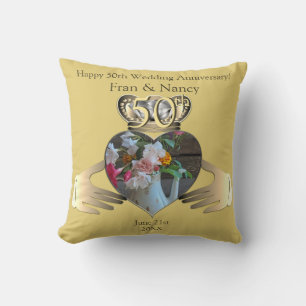 50th Wedding Anniversary Photo Claddaugh Throw Pillow