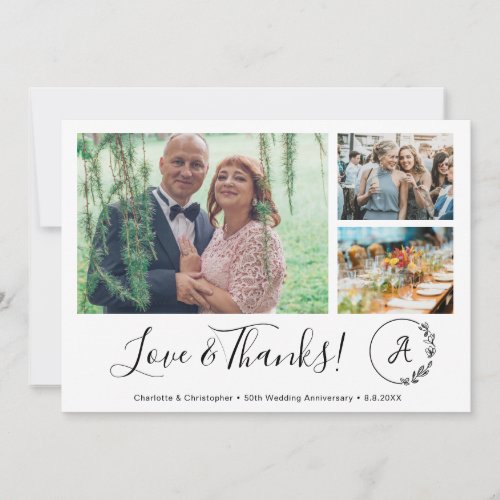 50th Wedding Anniversary Photo Collage Love Thanks Thank You Card