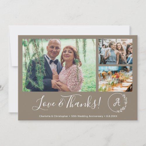 50th Wedding Anniversary Photo Collage Love Thanks Thank You Card