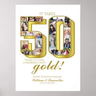 50th Wedding Anniversary Photo Collage Poster