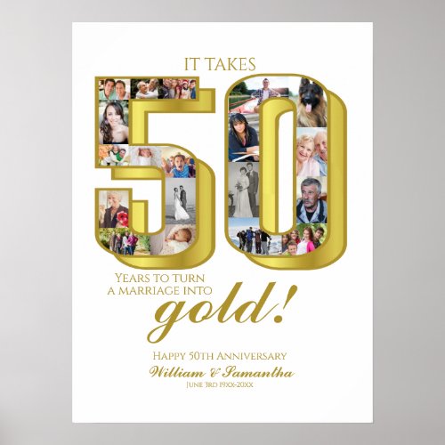 50th Wedding Anniversary Photo Collage Poster