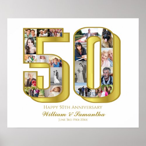 50th Wedding Anniversary Photo Collage Poster