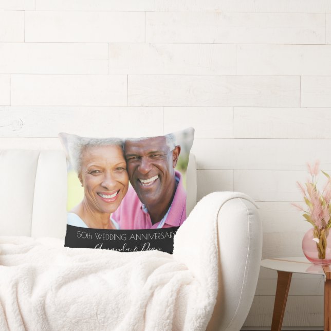 50th wedding anniversary photo elegant modern throw pillow (Couch)