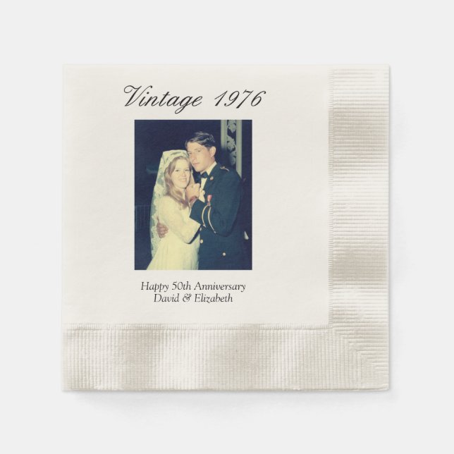 50th Wedding Anniversary Photo Elegant Retro Napkins (Front)
