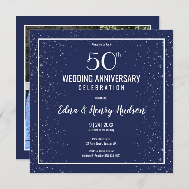 50th Wedding Anniversary Photo Invitation (Front/Back)