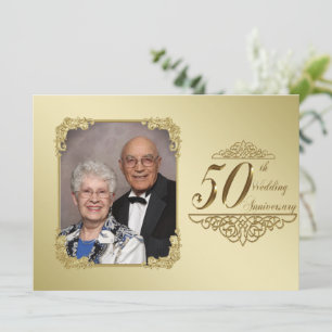 50th Wedding Anniversary Photo Invitation Card