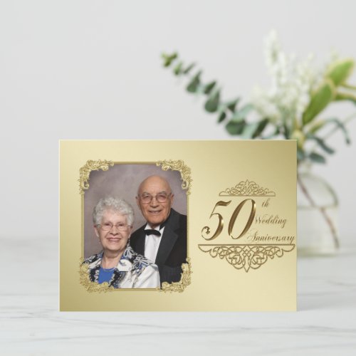 50th Wedding Anniversary Photo Invitation Card