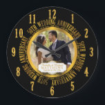 50th Wedding Anniversary Photo Keepsake Large Clock<br><div class="desc">The Fiftieth Wedding Anniversary is a milestone in any relationship that deserves to be celebrated and what better way than with a keepsake photo wall clock, featuring the words "50th Wedding Anniversary" in the round and space in center for you to personalize with your photo, names and wedding and anniversary...</div>