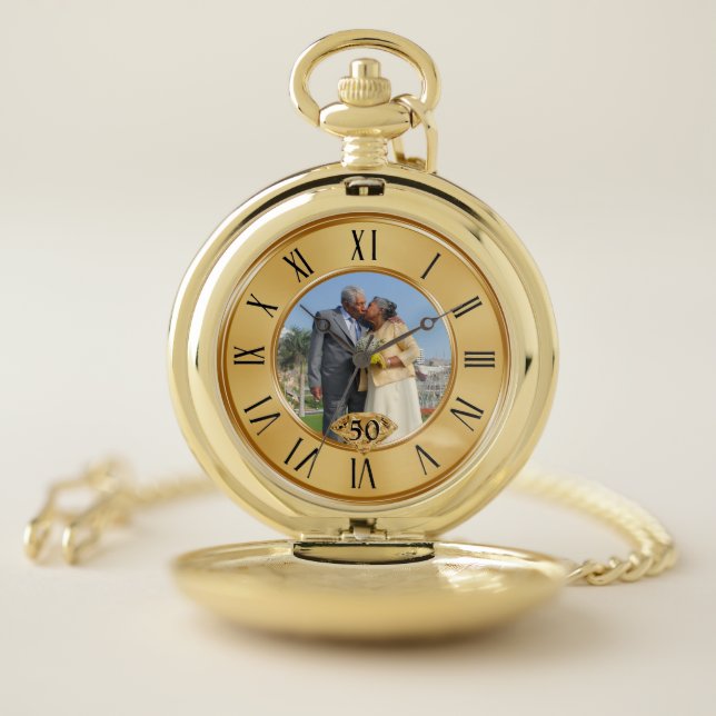 50th Wedding Anniversary Photo Pocket Watch (Inside)