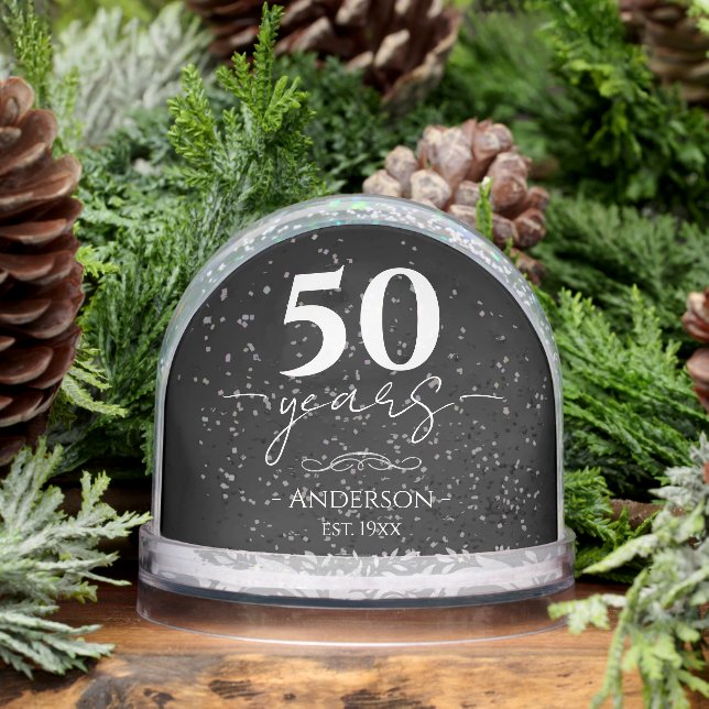 50th Wedding Anniversary Photo Snow Globe (Winter)