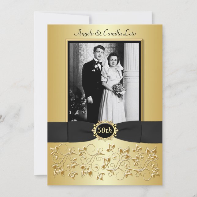 50th Wedding Anniversary Photo Template Invite (Front)