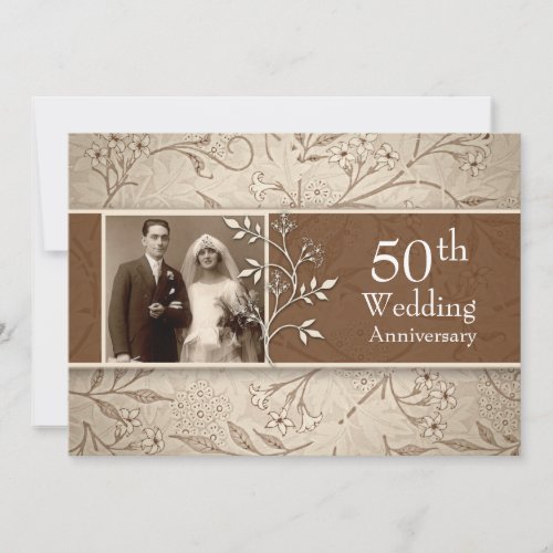 50th wedding anniversary photo vintage invitations