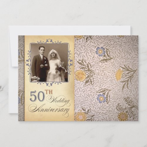 50th wedding anniversary photo vintage invites