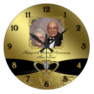50th Wedding Anniversary Photo Wall Clock