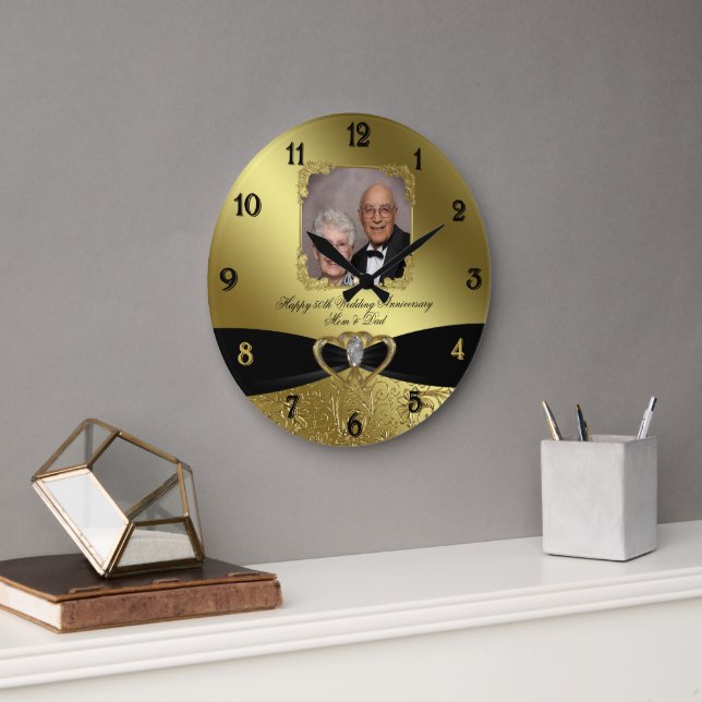 50th Wedding Anniversary Photo Wall Clock (Office)