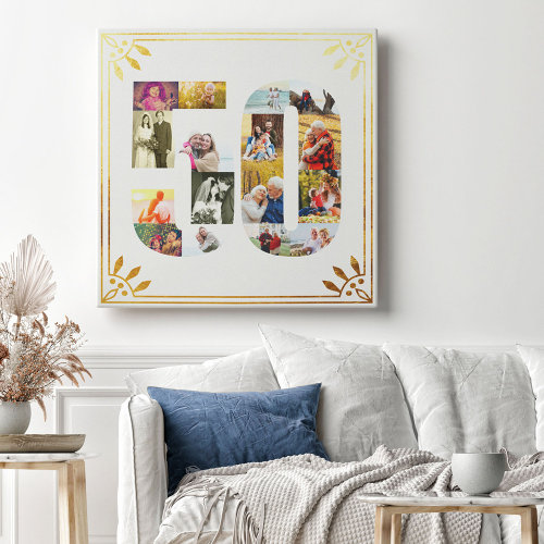 50th Wedding Anniversary Photo White Gold Art Deco