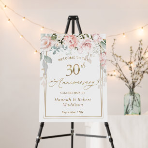 50th Wedding Anniversary Pink Roses Foliage Foam B Board