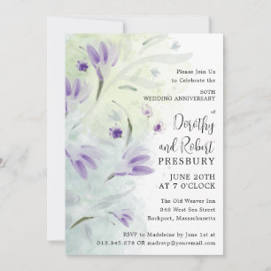 50th Wedding Anniversary Purple Floral Invitation