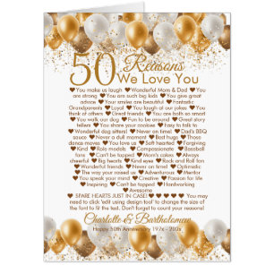 50th Wedding Anniversary Reasons We Love You Jumbo Card