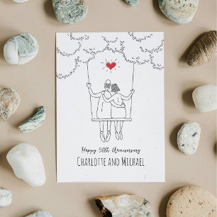 50th Wedding Anniversary Red Heart Swing Card