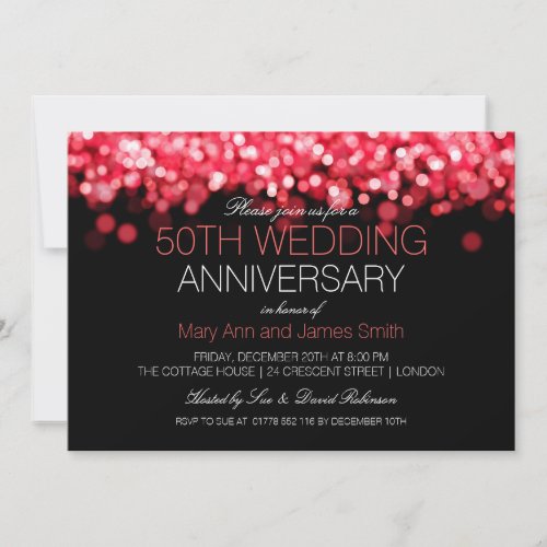 50th Wedding Anniversary Red Lights Invitation