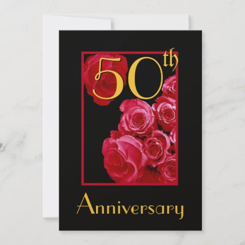 50th Wedding Anniversary RED Roses Invitation