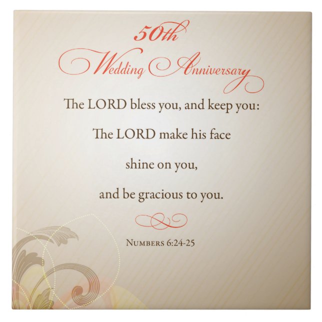 50th Wedding Anniversary, Religious Lord Bless Ceramic Tile (Front)