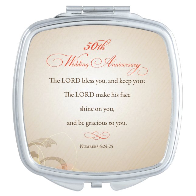 50th Wedding Anniversary, Religious Lord Bless Makeup Mirror (Front)