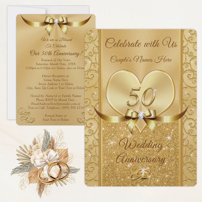 50th Wedding Anniversary Renewal Vows Invitations (50th wedding anniversary invitations personalized. 50th anniversary renewal of vows invitatitations.)