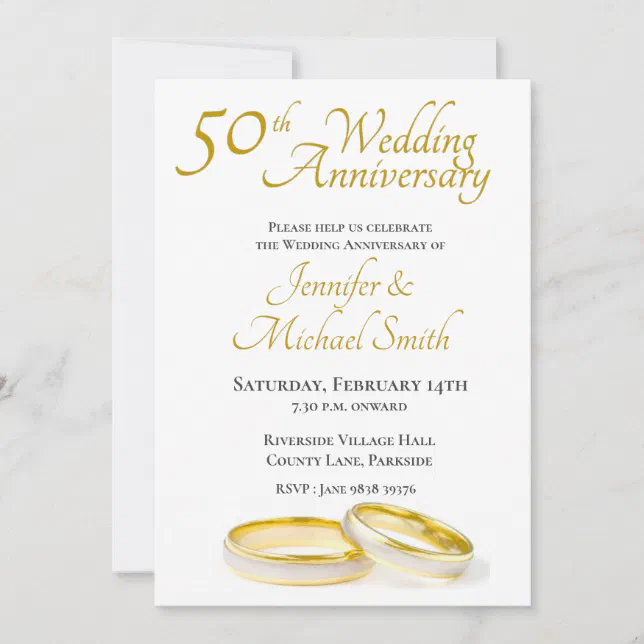 50th Wedding Anniversary Rings Invitation | Zazzle