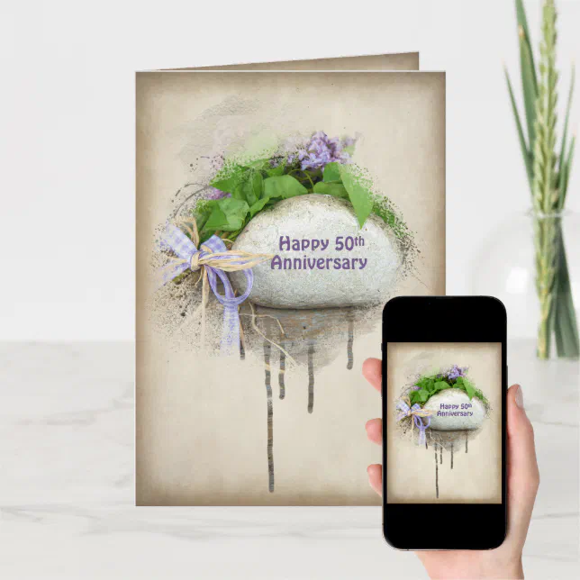 50th wedding anniversary rock card | Zazzle