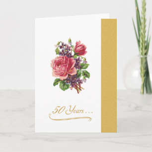 50th Wedding Anniversary Romantic Pink Roses Card