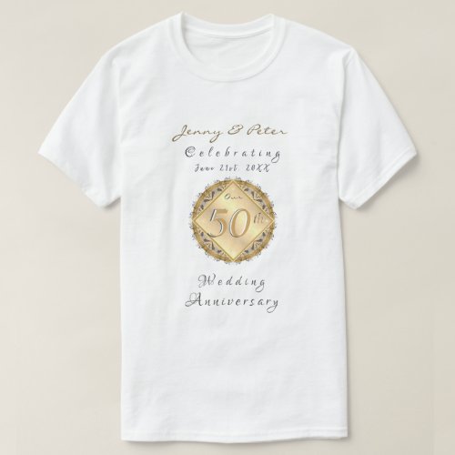 50th wedding Anniversary Rose Gold Color T_Shirt