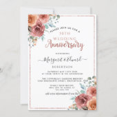 50th Wedding Anniversary, Rose Gold, Mint Floral Invitation (Front)