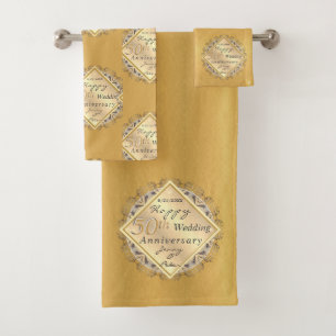 50th Wedding Anniversary Rose Gold Towel