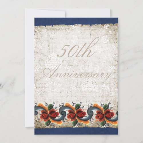 50th Wedding Anniversary Rosemaling Custom Invitation
