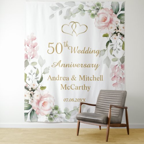 50th Wedding Anniversary Roses Hearts 