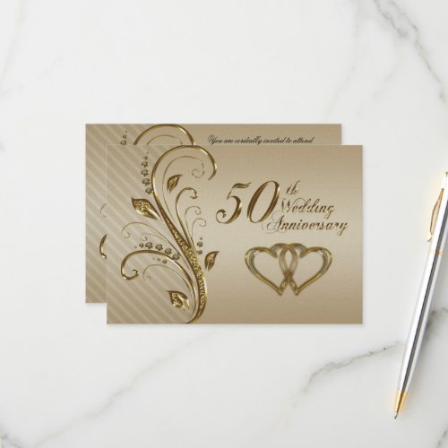 50th Wedding Anniversary RSVP Card Invitations