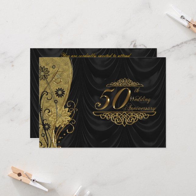 50th Wedding Anniversary RSVP Invitation (Front/Back In Situ)