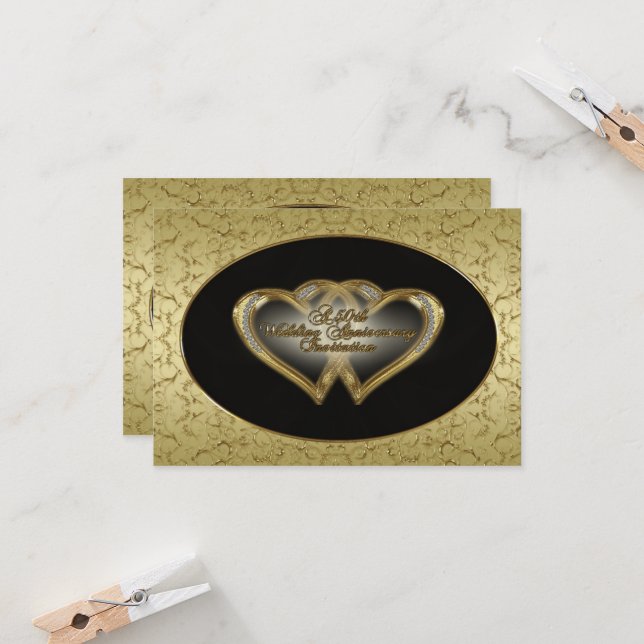 50th Wedding Anniversary RSVP Invitation Card (Front/Back In Situ)