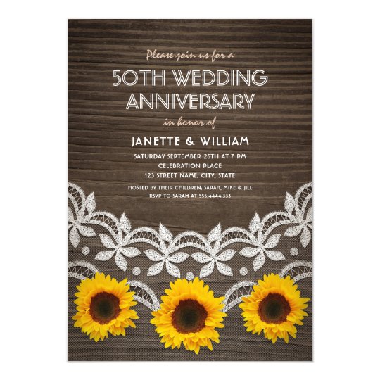 Black Gold 50th  Wedding  Anniversary  Invitation  Zazzle com