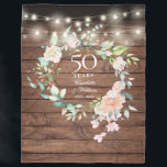 50th Wedding Anniversary Rustic Wood Floral Fleece Blanket<br><div class="desc">Featuring a delicate watercolor floral garland and pretty string lights on a wood panels background,  this chic rustic 50th wedding anniversary keepsake fleece blanket can be personalized with your special anniversary information in elegant typography. Designed by Thisisnotme©</div>