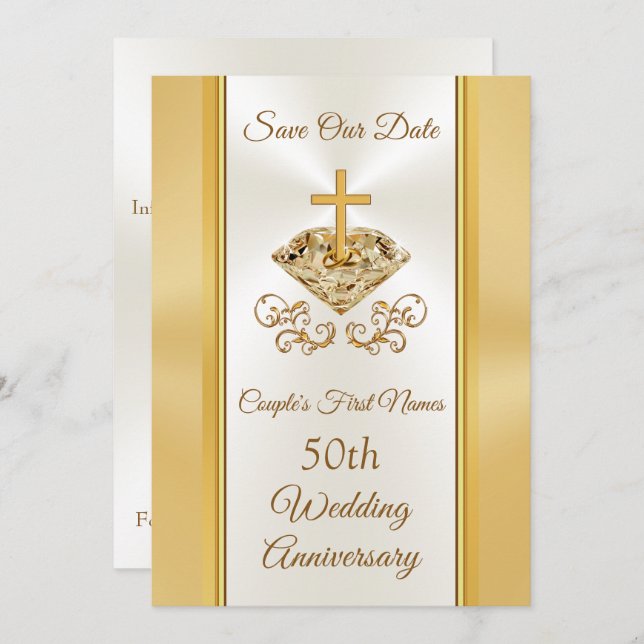 50th Wedding Anniversary Save the Date Cards (Front/Back)