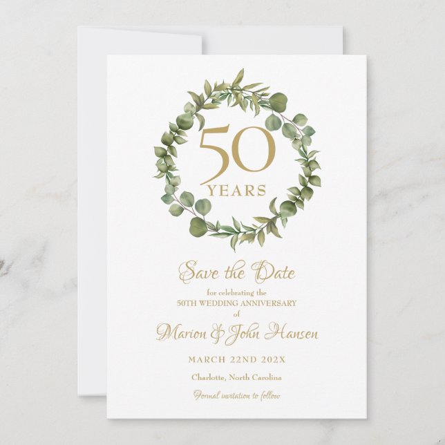 50th Wedding Anniversary Save the Date Garland  Invitation (Front)